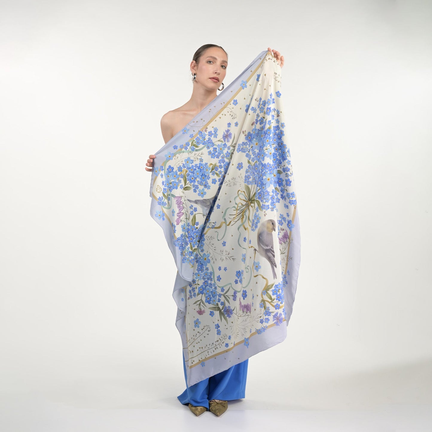 Light Forget Me Not Silk Scarf