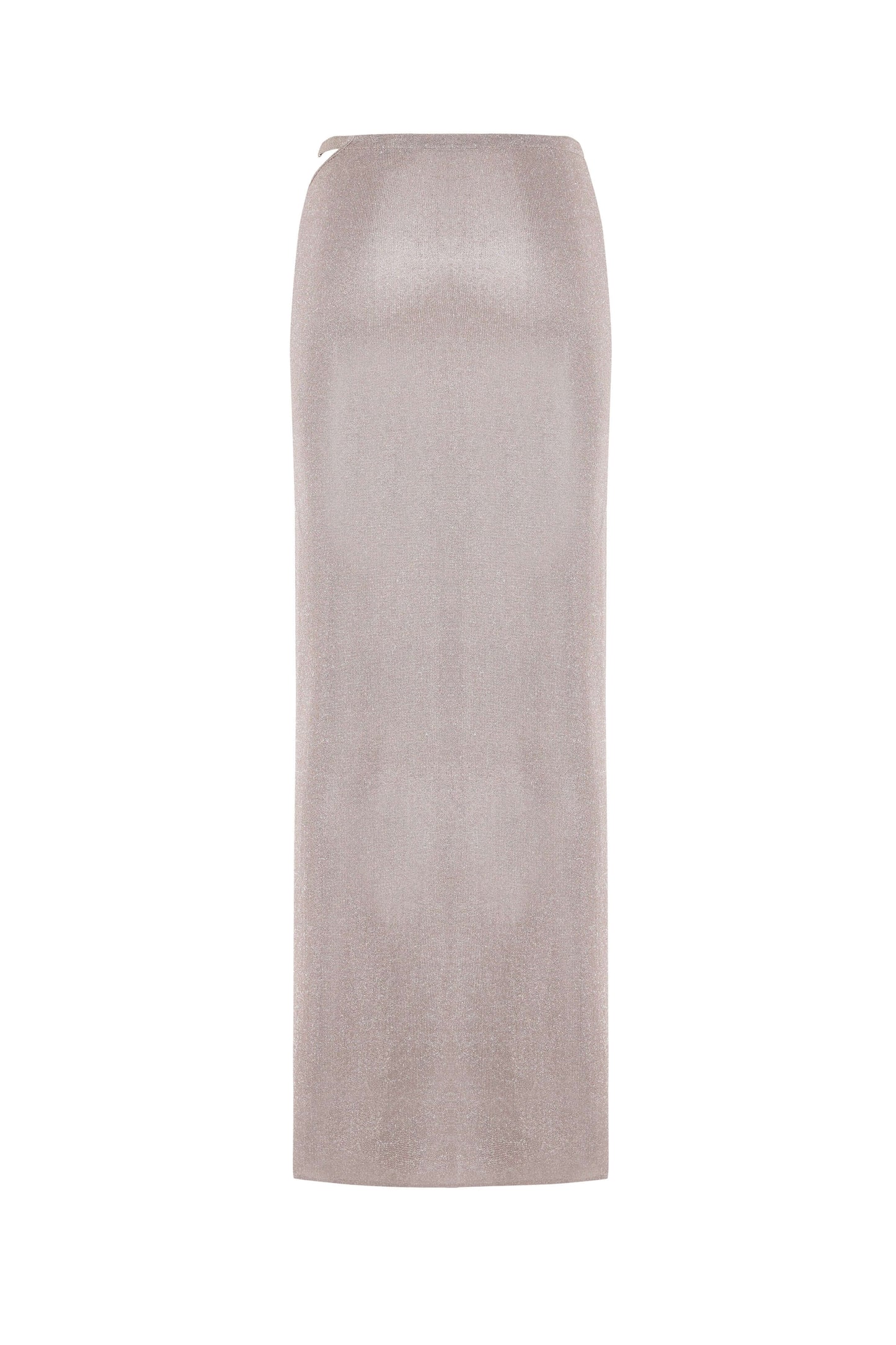 JENDUE Zahrâ Metallic Knit Maxi Skirt with High Slit