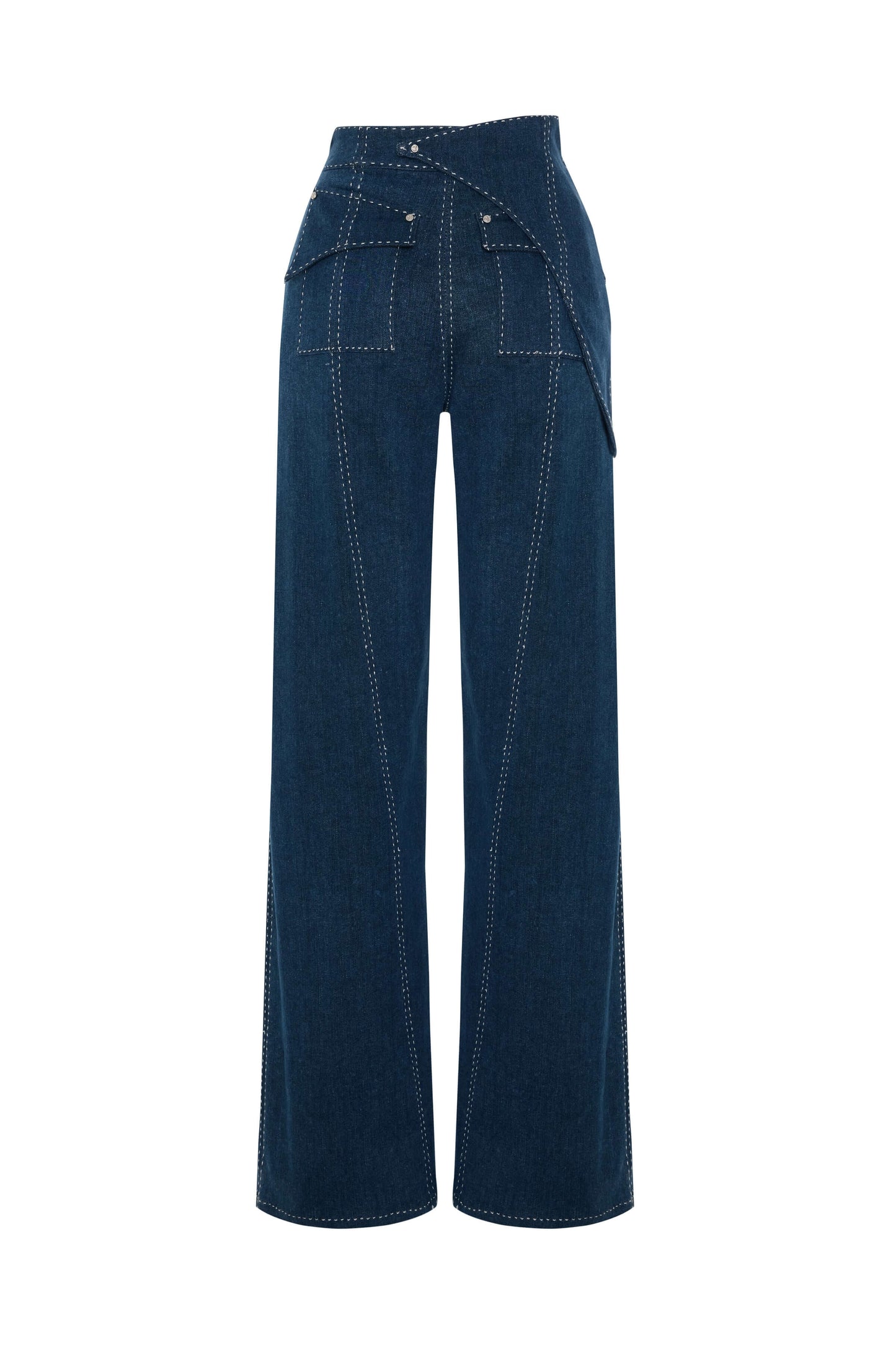 JENDUE Liora Trousers - High-Waist Wide-Leg Denim Pants
