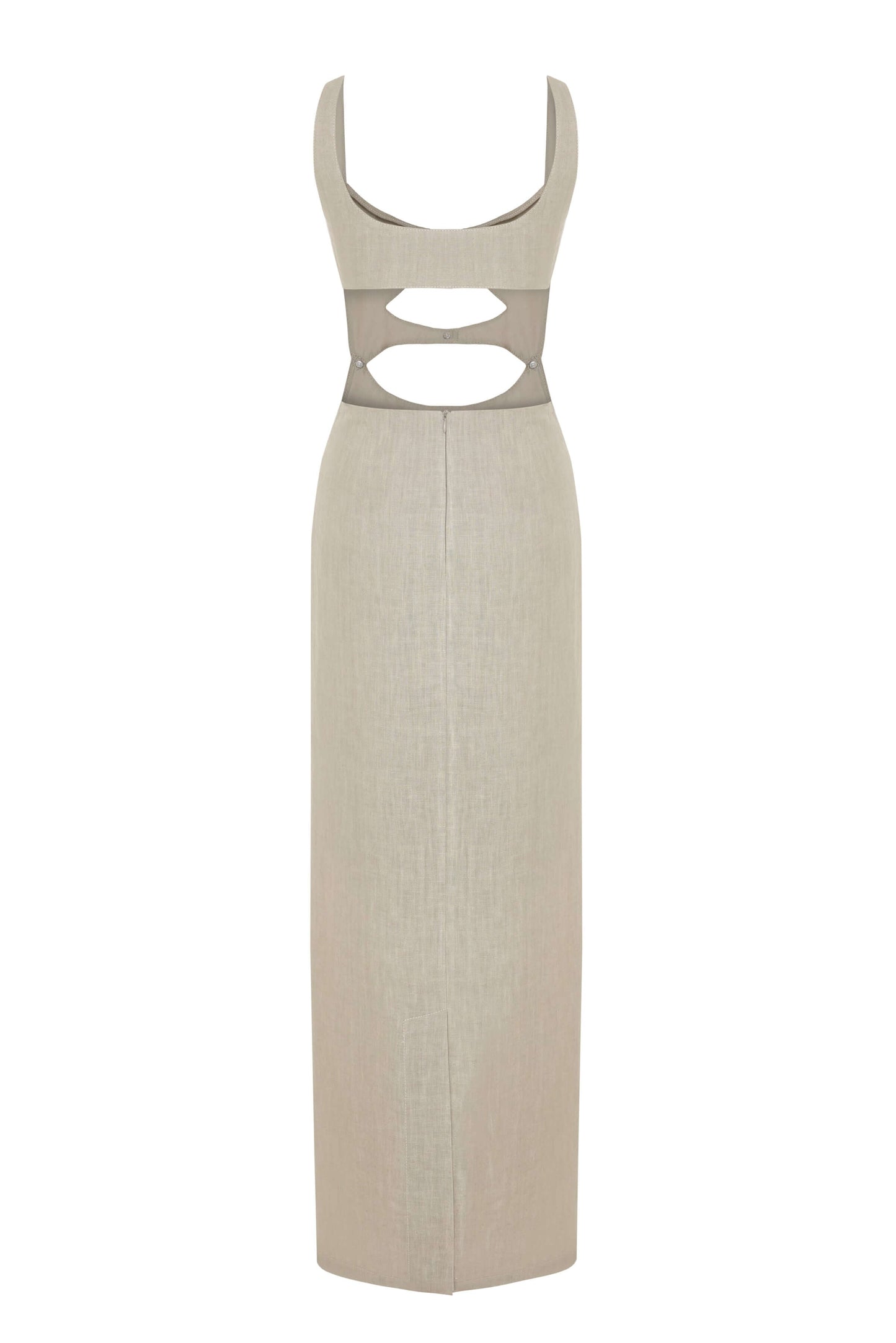 JENDUE Chiara Dress - Linen Cut-Out Maxi Dress