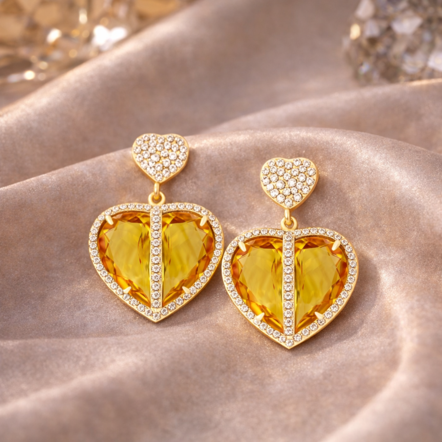 18K Gold Heart Shaped Earrings