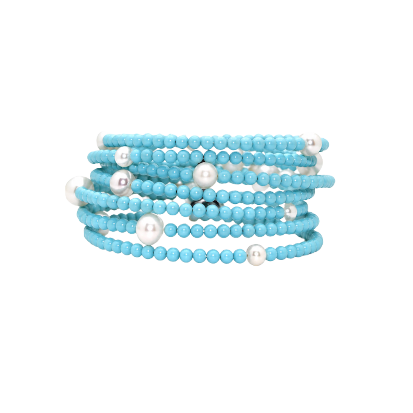 Black and Turquoise Beaded Bracelet Stack