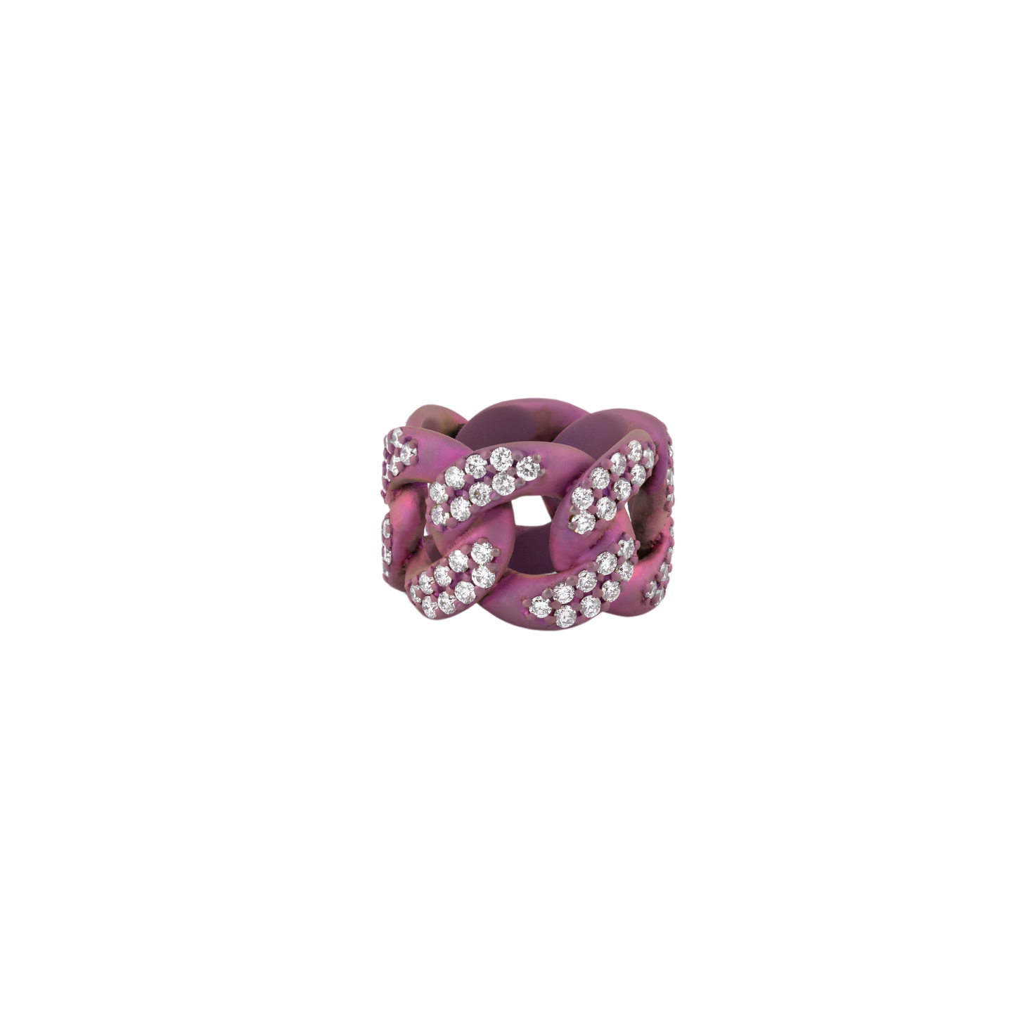 Sky Luxury Links Ring in Satin Titanium with White Diamonds