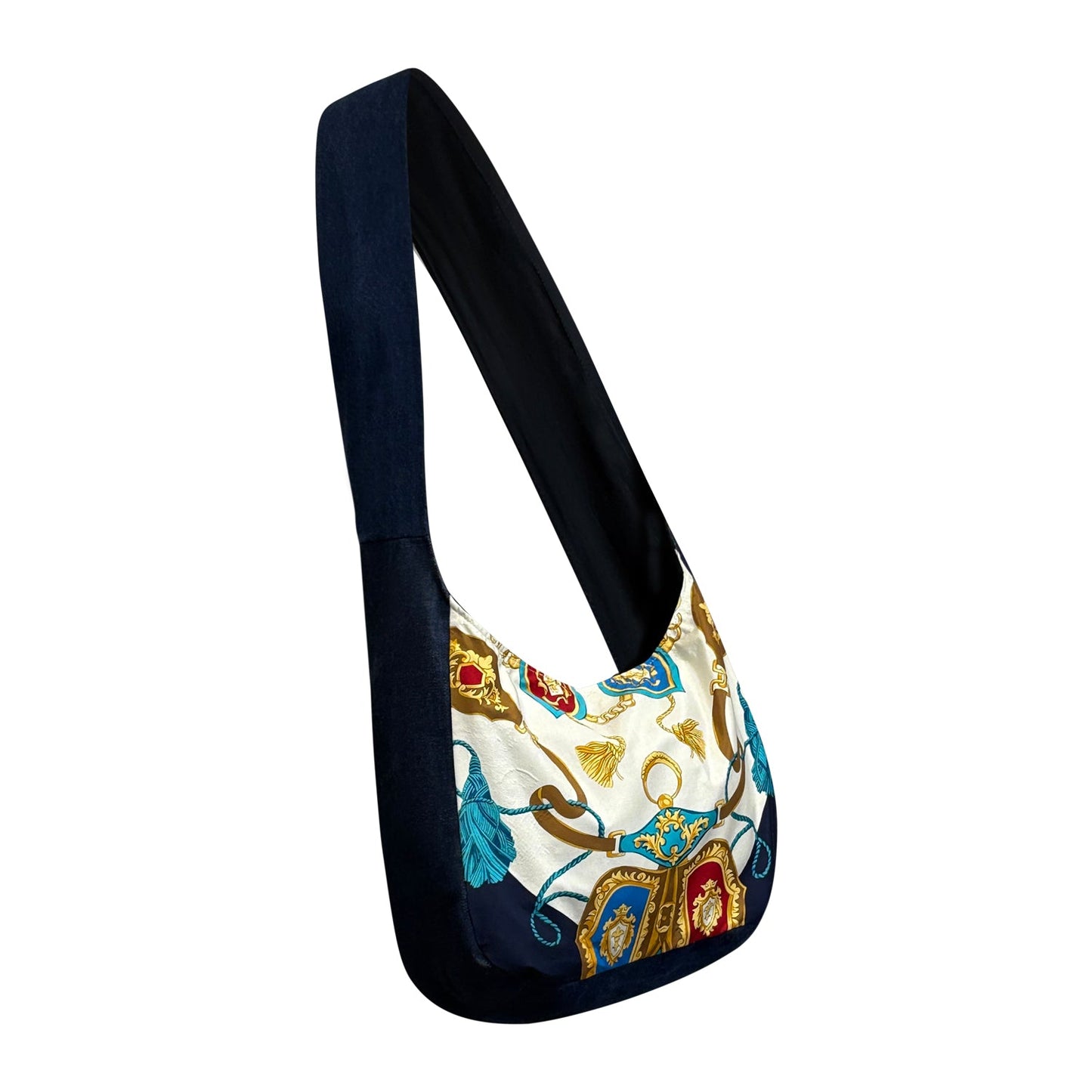 Mini Scarf Tote – Upcycled Denim & Vintage Silk
