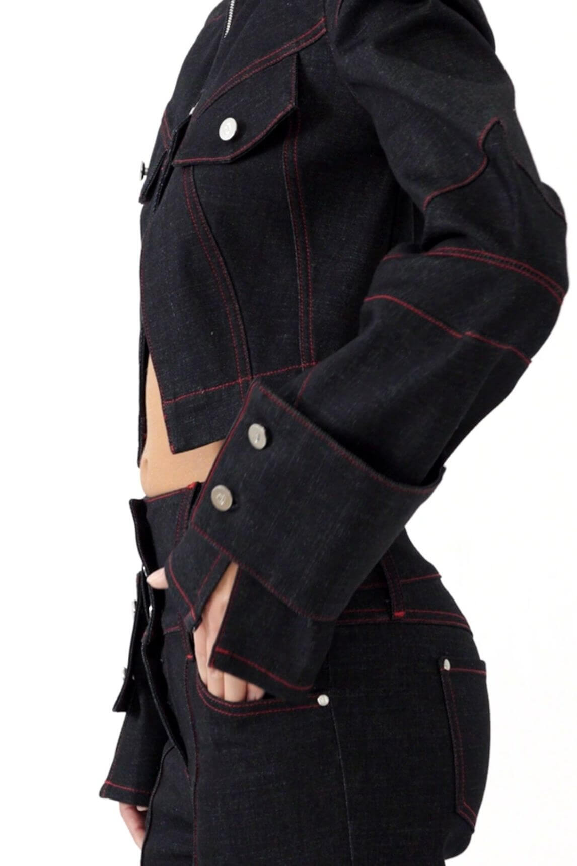 JENDUE Davidson Cropped Denim Jacket - Women's Chic Style