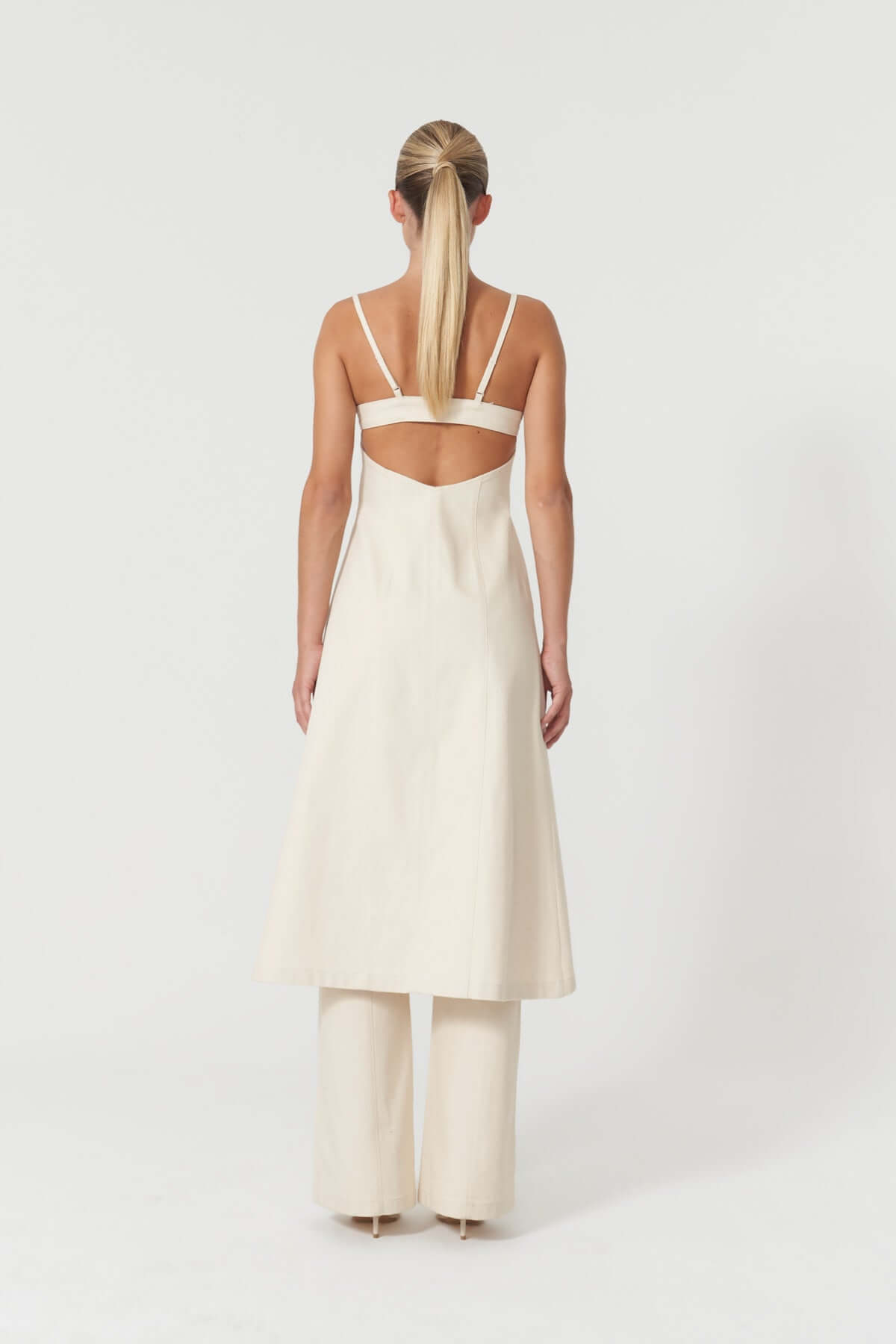 JENDUE Davidson Denim Dress - Stylish Strappy Midi Dress