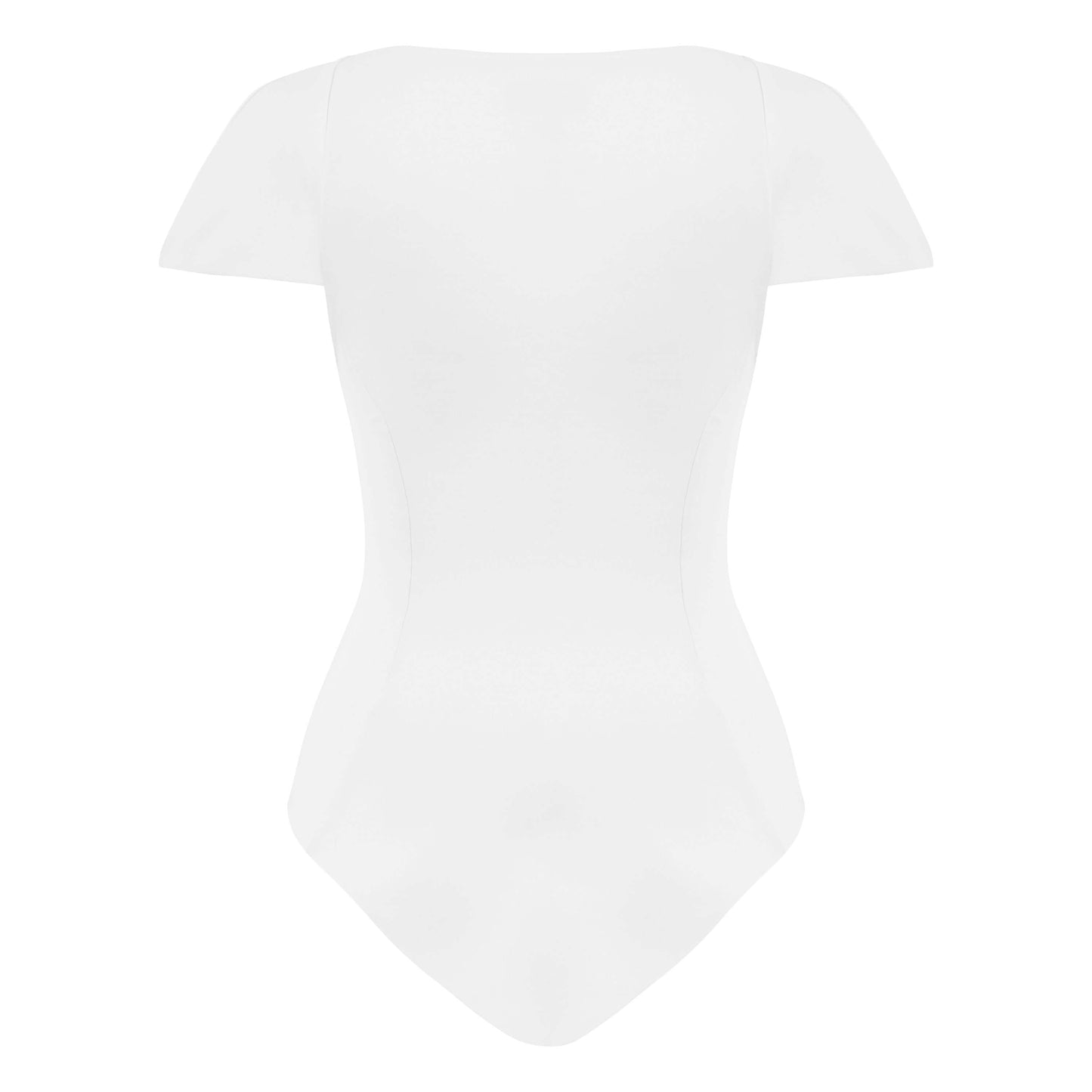 JENDUE Otara White Denim Bodysuit - Stylish Cut-Outs