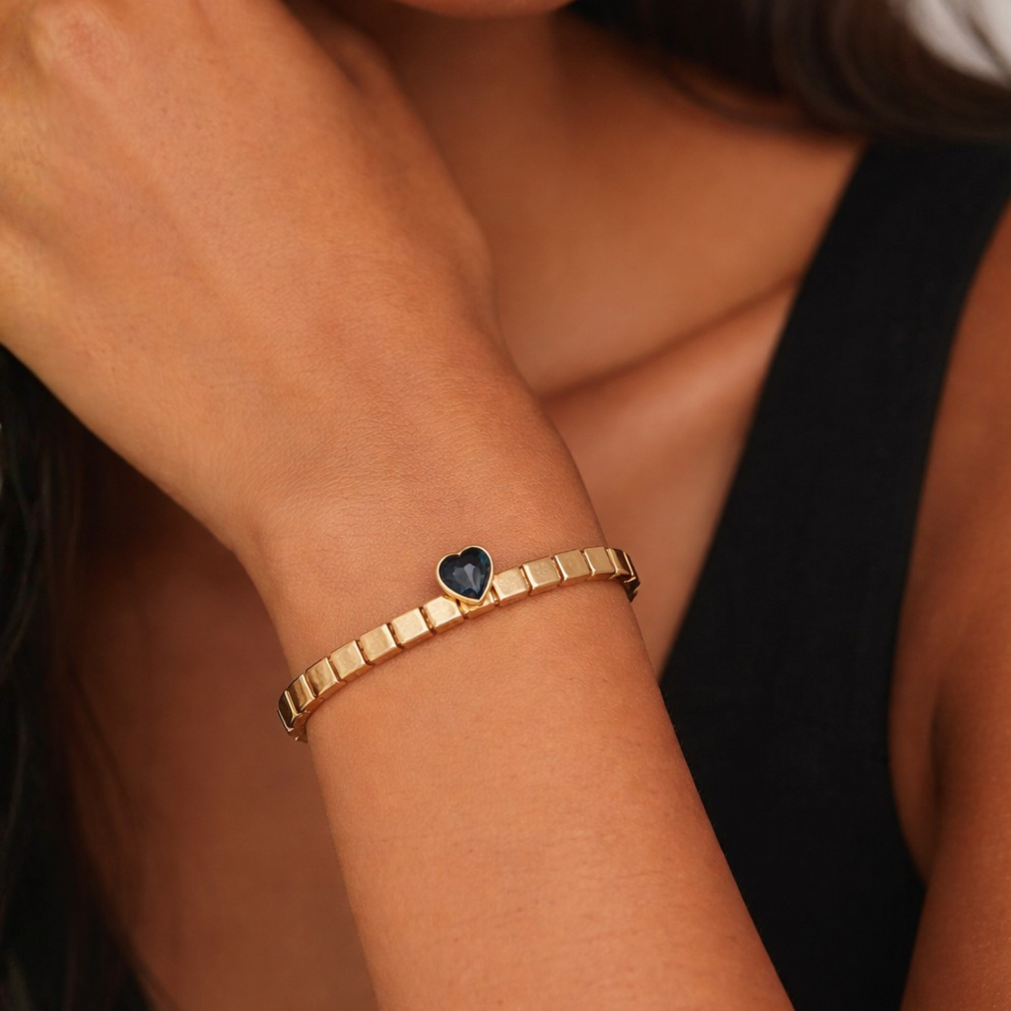 London Blue Topaz Heart Bracelet in 14K Gold