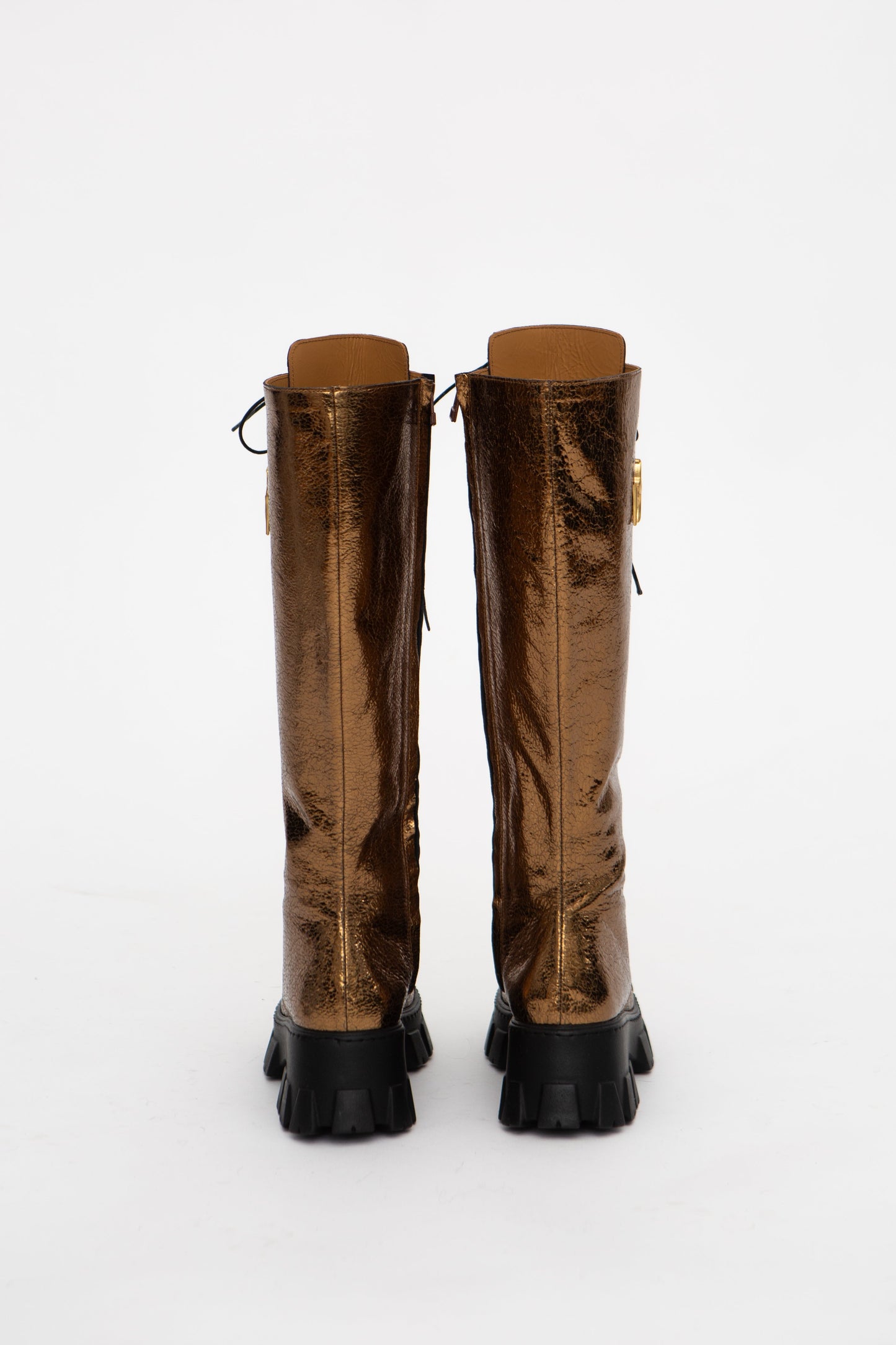 Handmade Boots Lace Up Gold