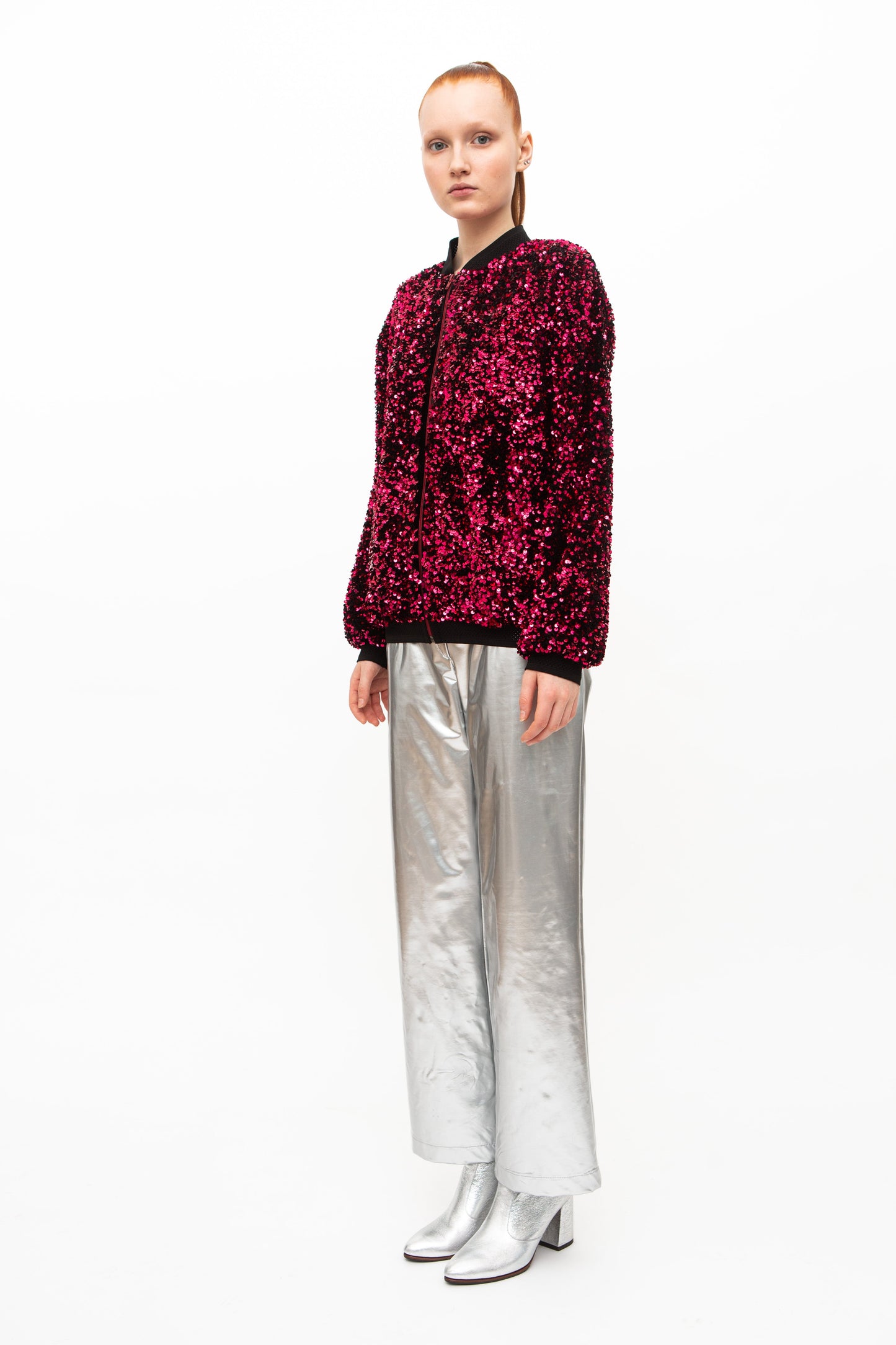Bomber Jacket Sequins Red