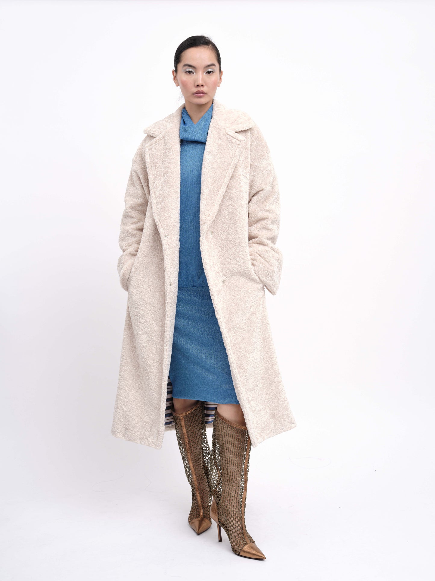 Coat Oversized Textured Cream