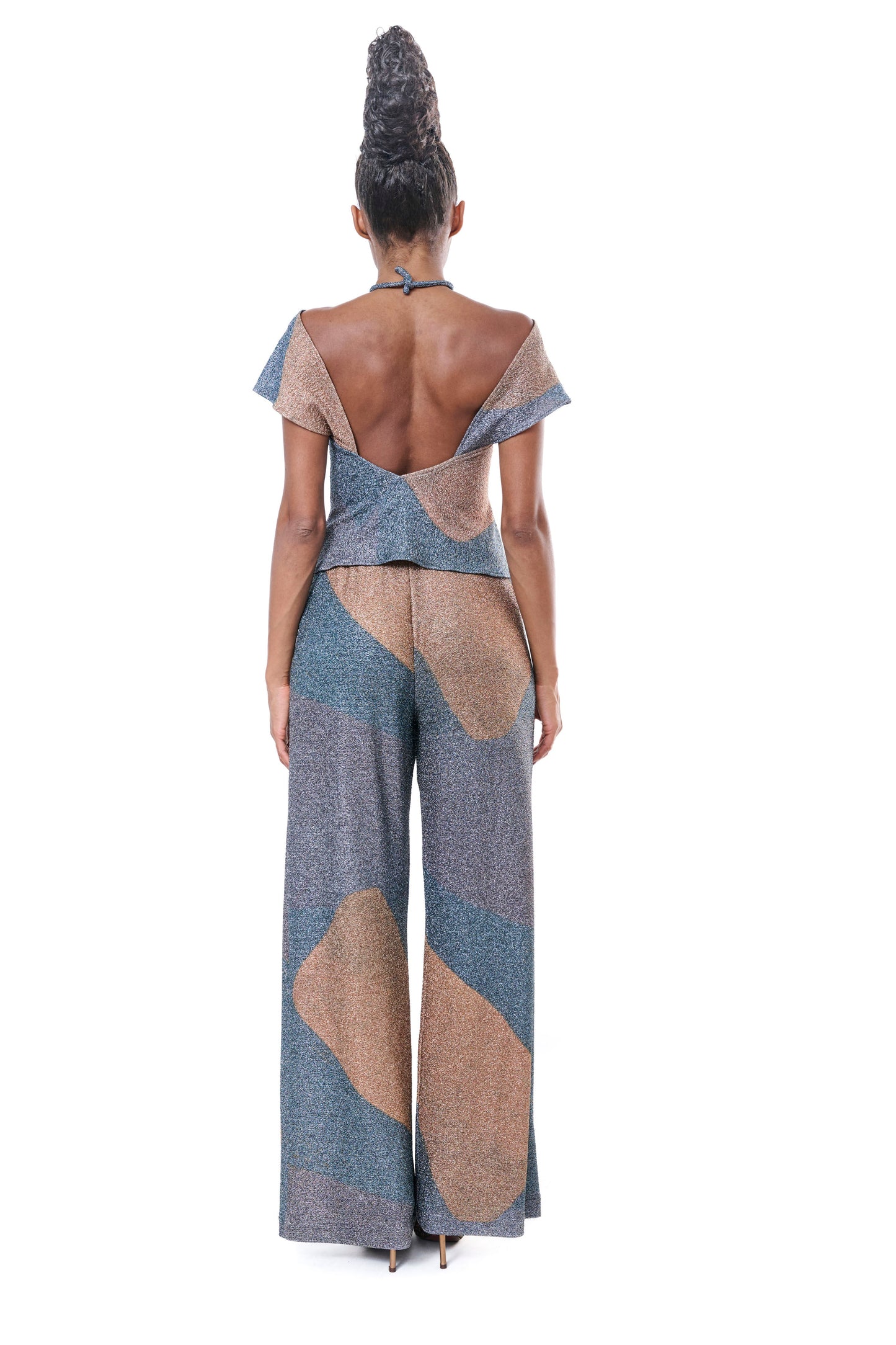 Pants Wide Leg Grapfic Printed Lurex MAKA DADIANI ART
