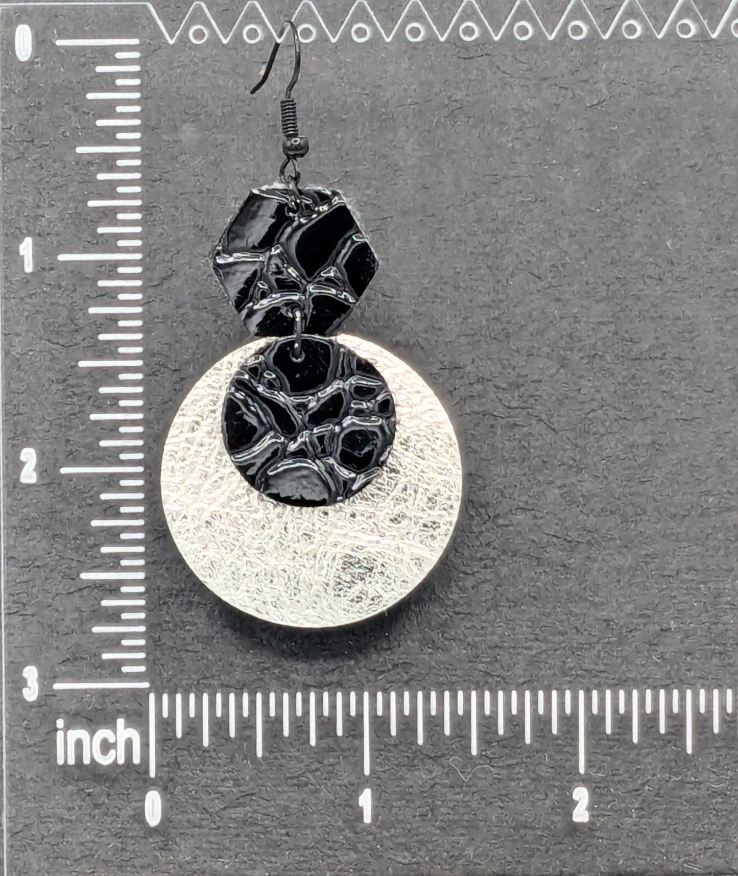 Silver Circles Series: One-of-a-Kind Mixed Material Statement Earrings