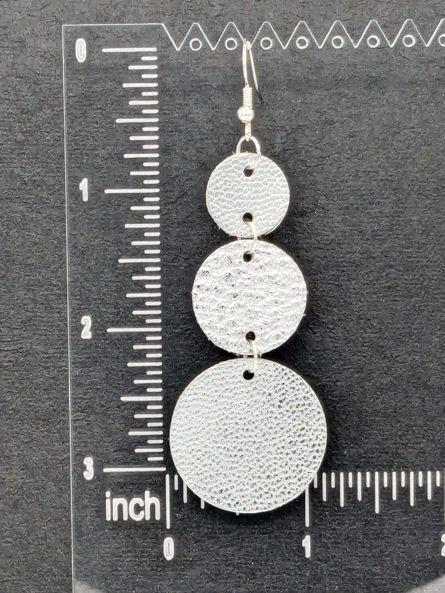 Silver Circles Series: One-of-a-Kind Textured Italian Leather Earrings