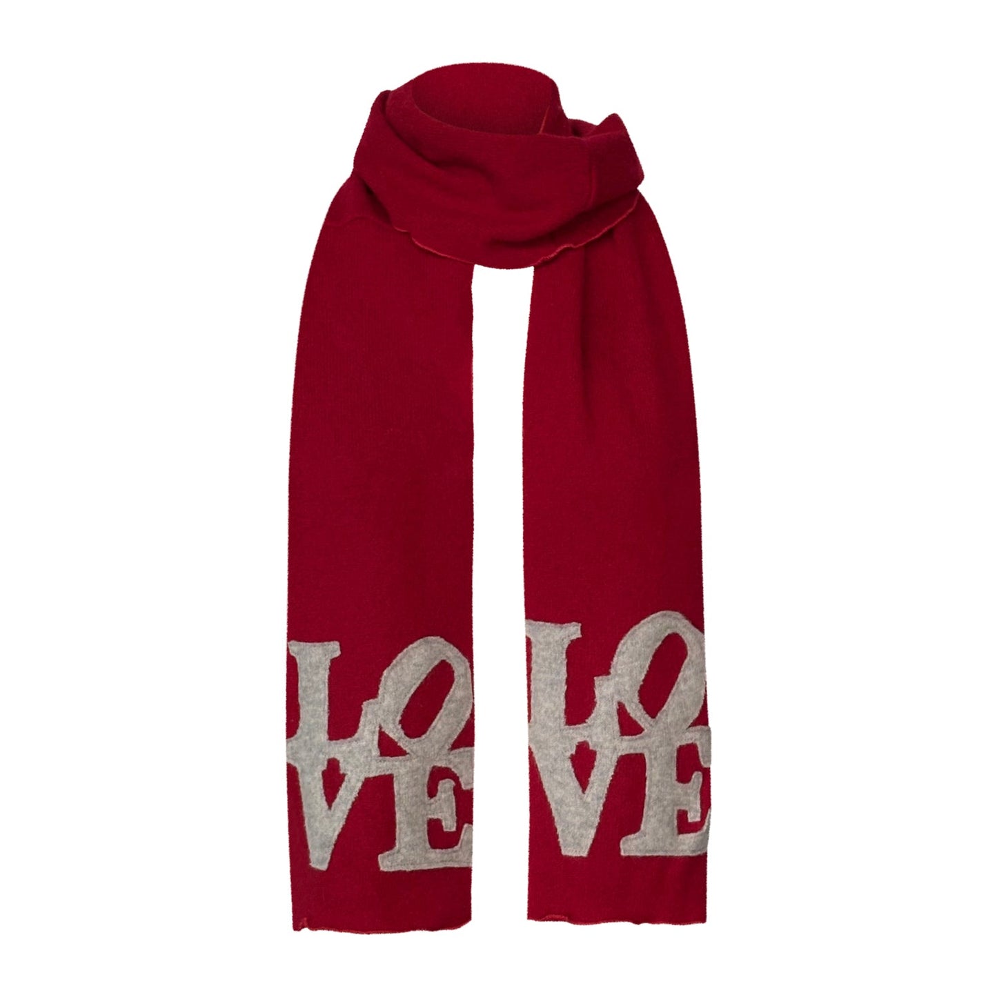 LOVE Scarf – Red with Grey Appliqué