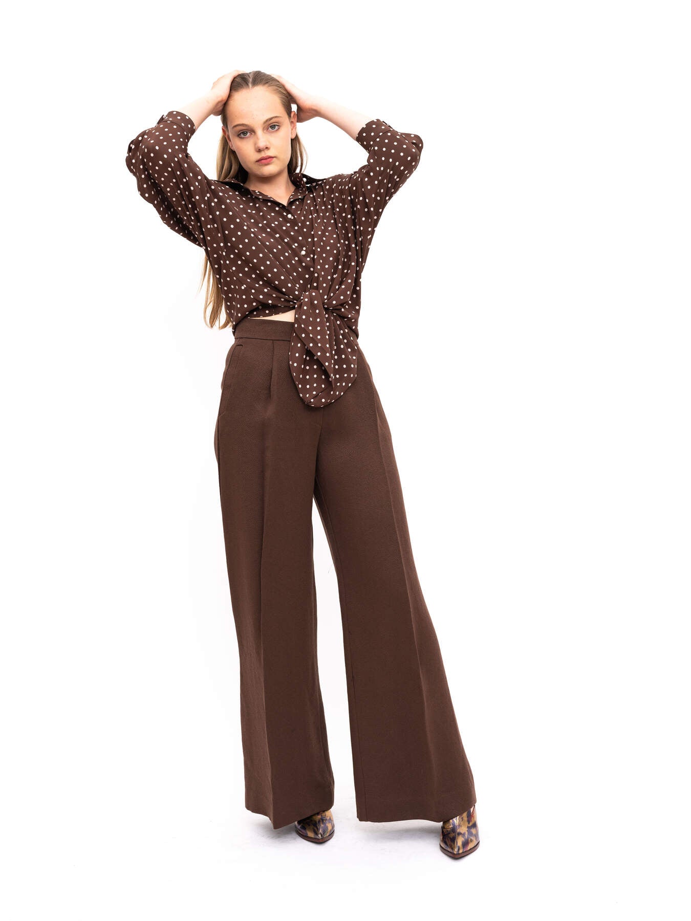 Blouse Brown Polka Dot