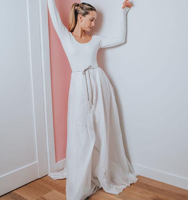 Amy Maxi Parachute Skirt-White