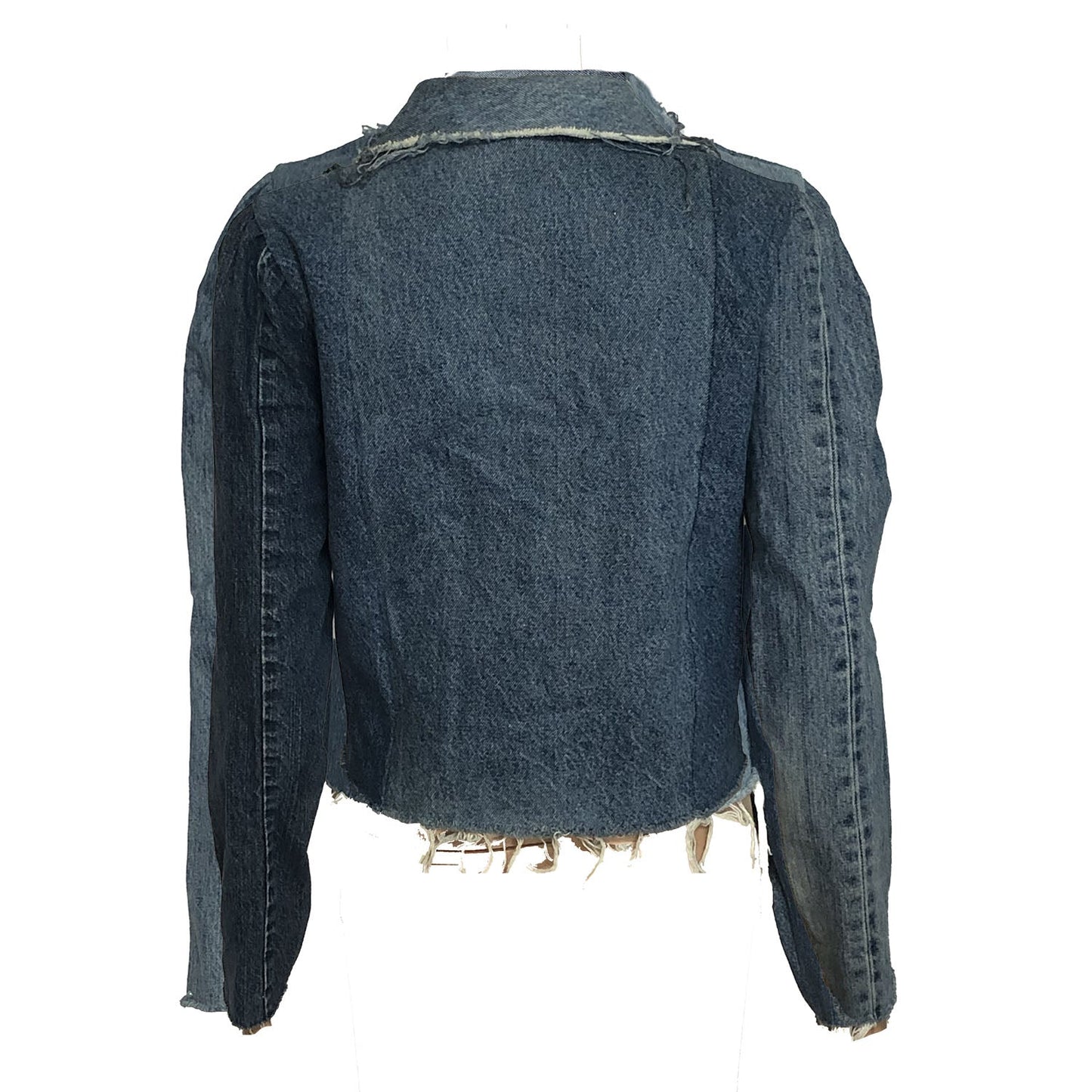 Angie Convertible Collar Moto Jacket -Medium Blue