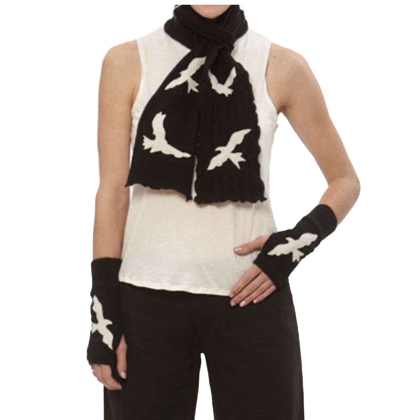 Birds Scarf-Black