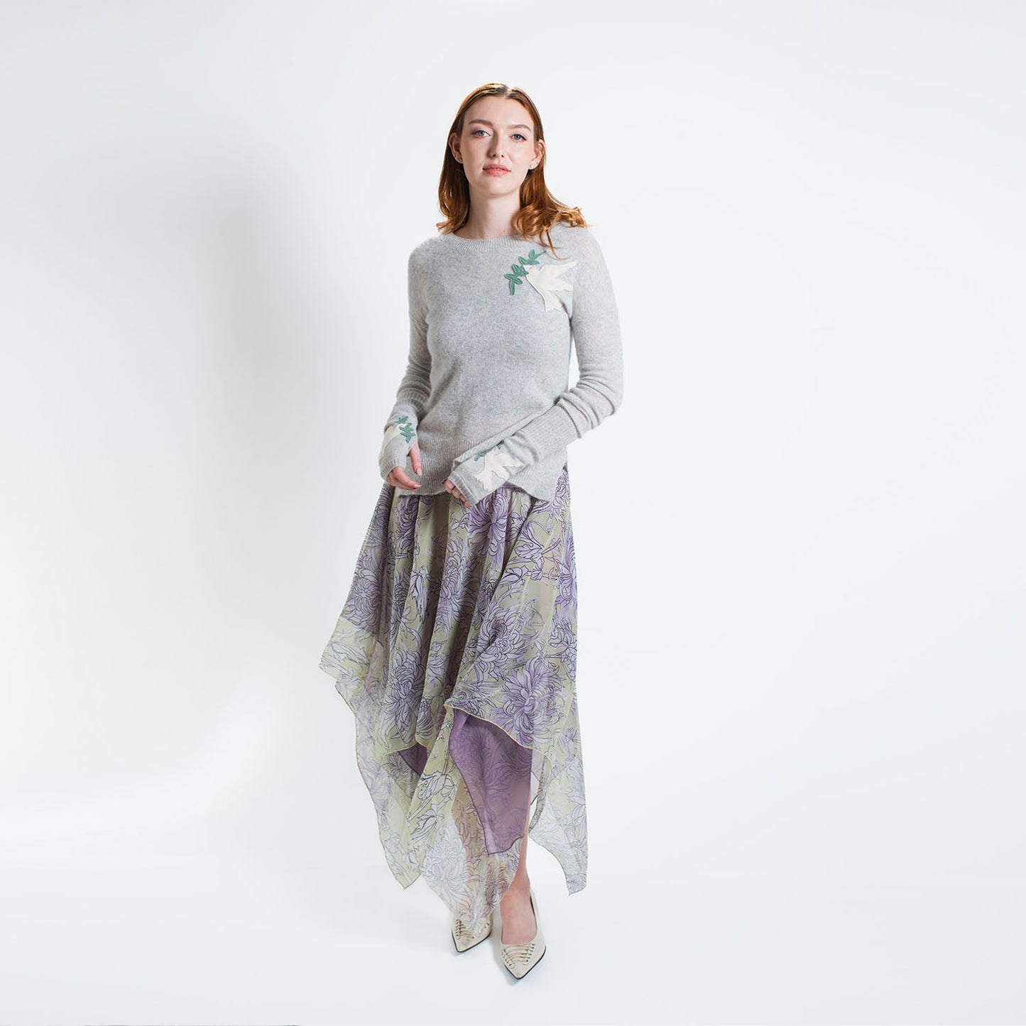 Carly Chrysanthemum Asymmetrical Skirt