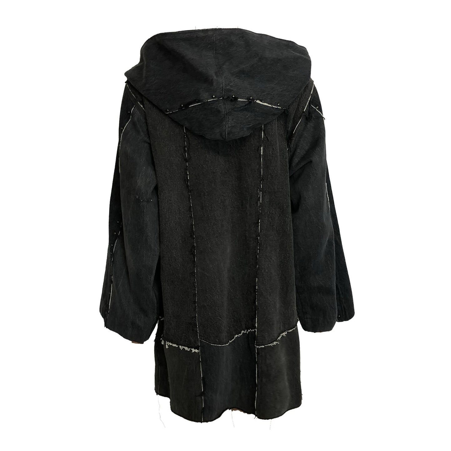 Harper Coat-Studded Distressed Black