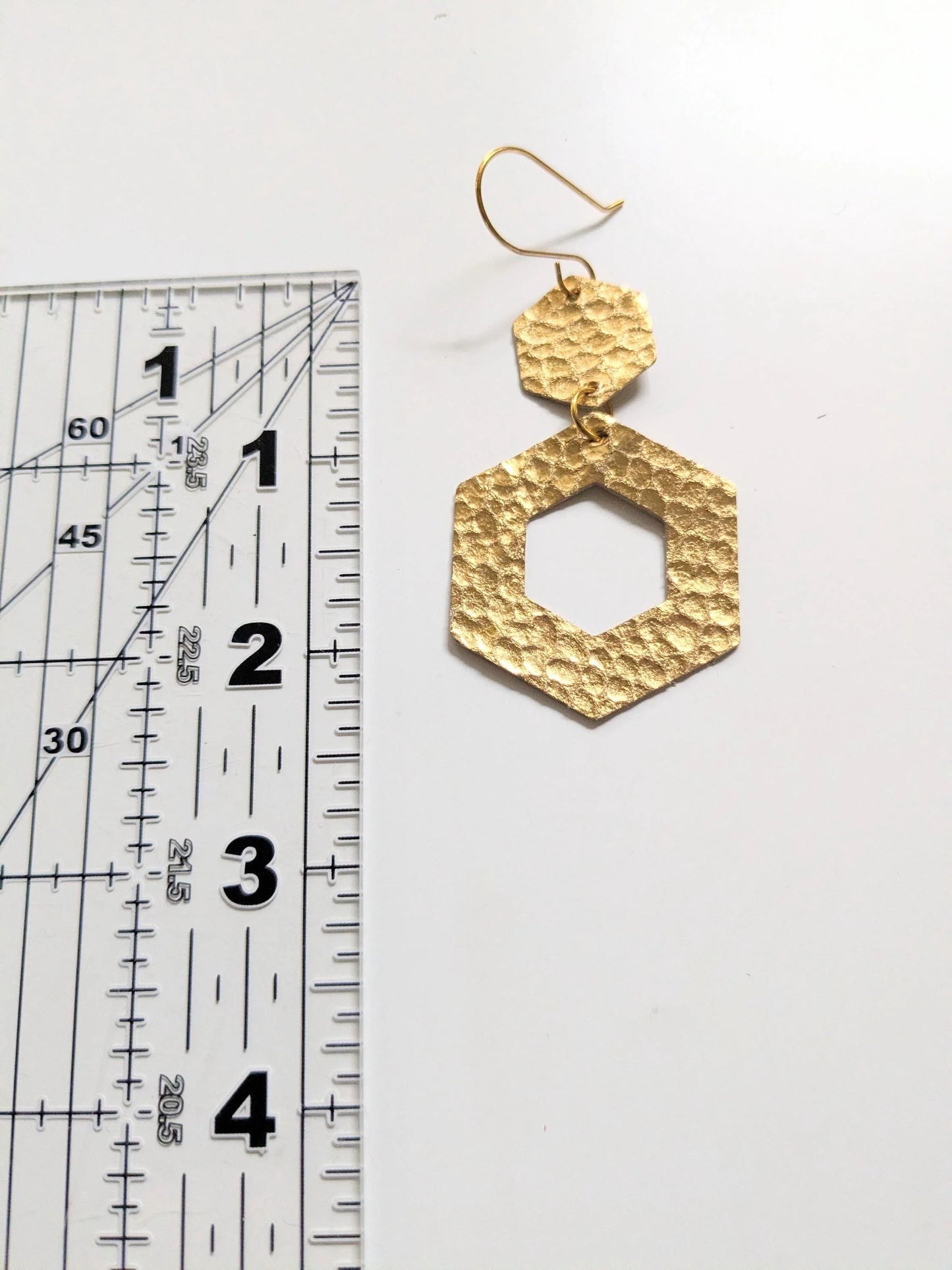 Metallic Gold Zero Waste Embossed Leather Earrings