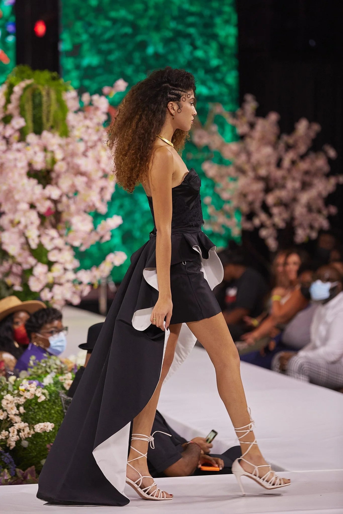 Black and White Overskirt with Bustier and Skirt