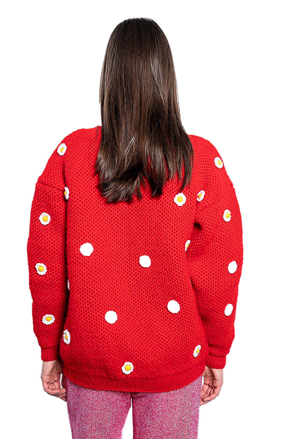 Handmade Strickpullover mit Blumen