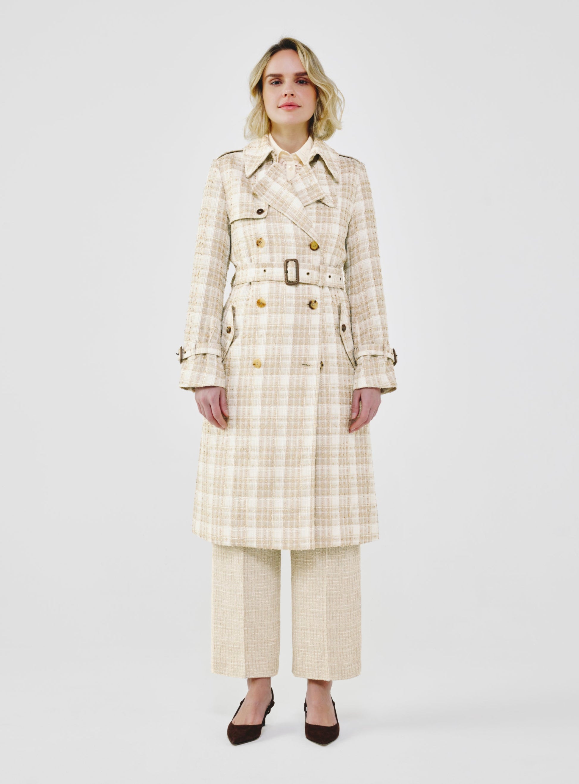 Heritage Plaid Tweed Trench