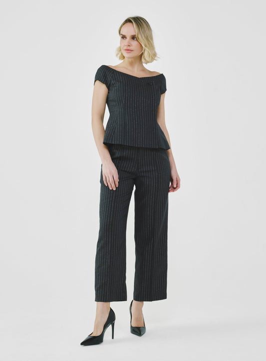 Tailored Pinstripe Bardot Top