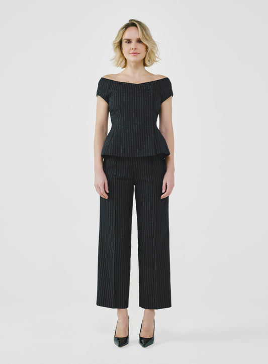 Tailored Pinstripe Bardot Top