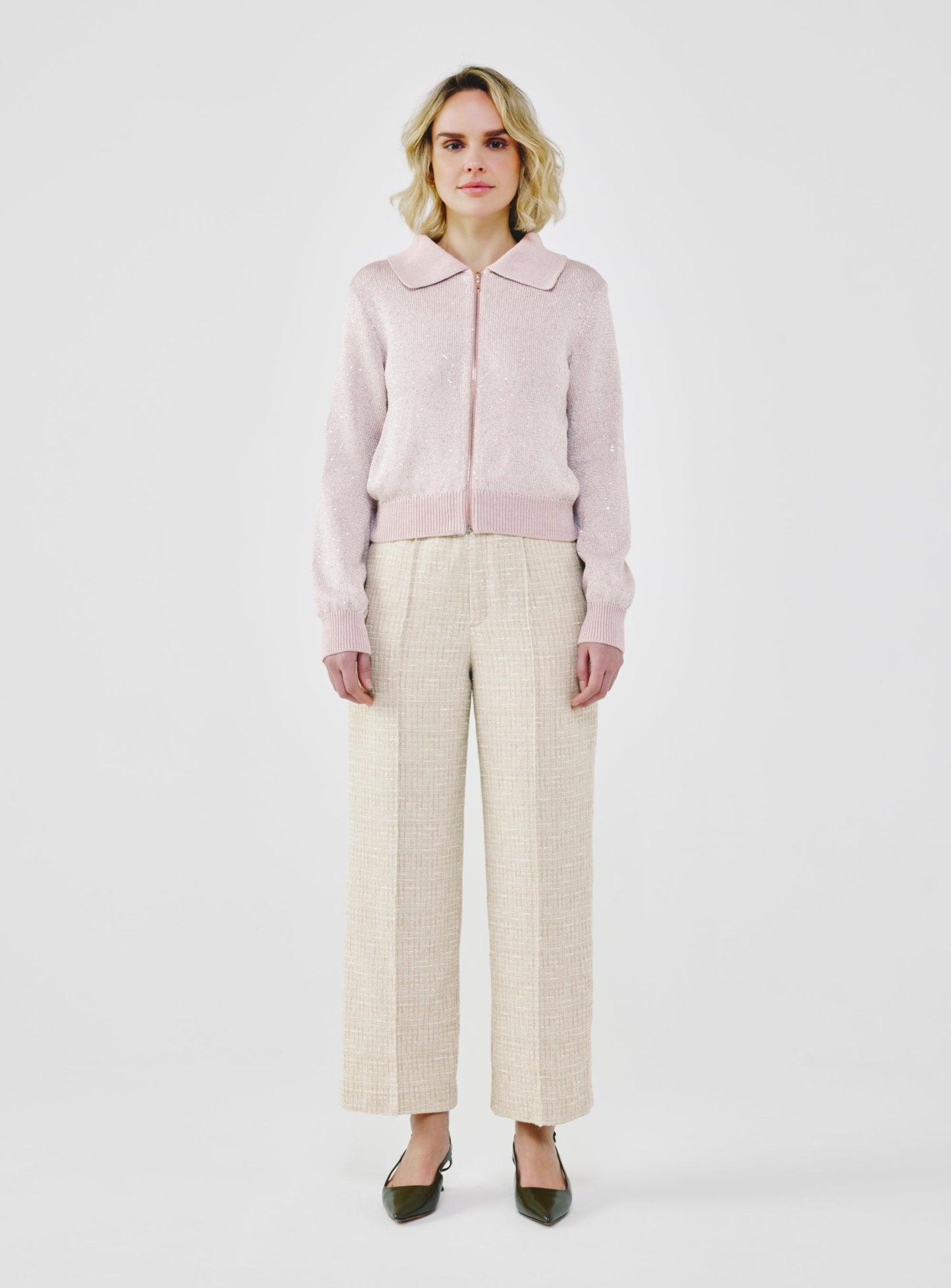 Sequin-Kissed Cotton Cardigan