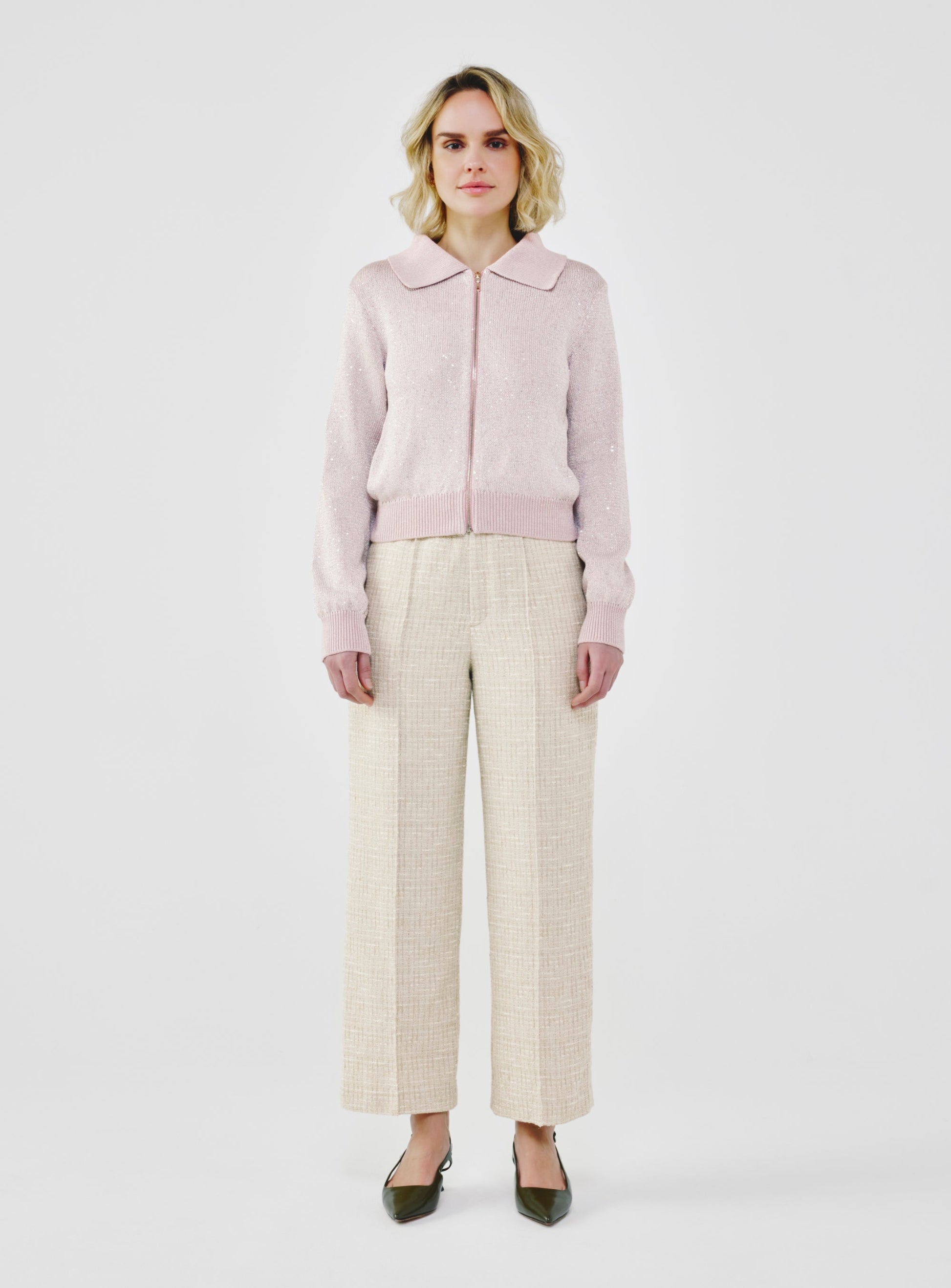 Sequin-Kissed Cotton Cardigan