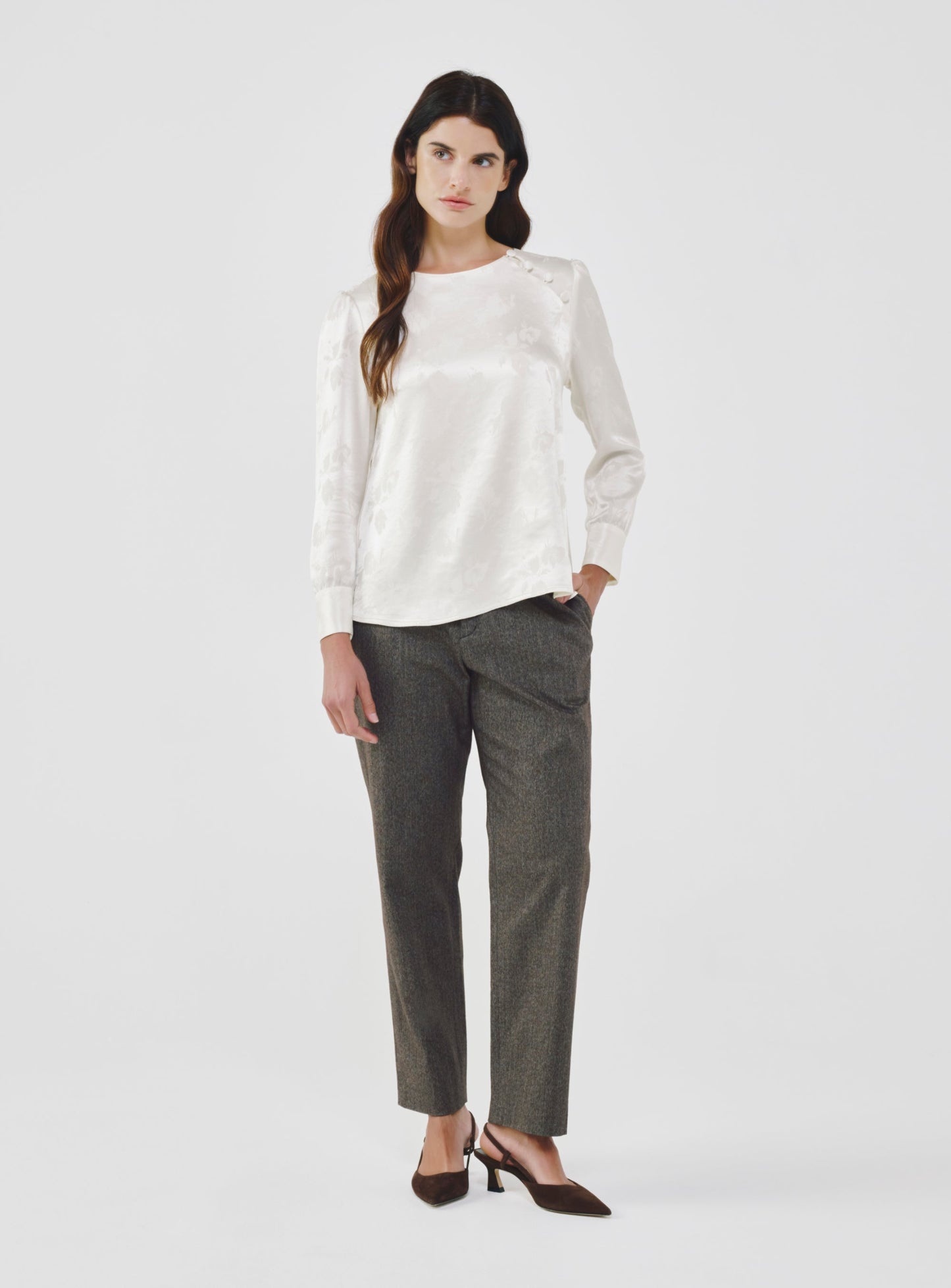 Off-White Floral Print Blouse