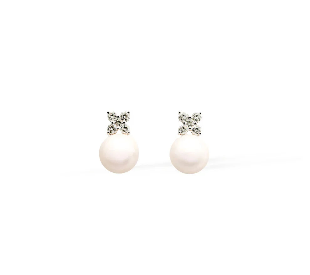 14K Yellow Gold Snow White Pearl Earrings