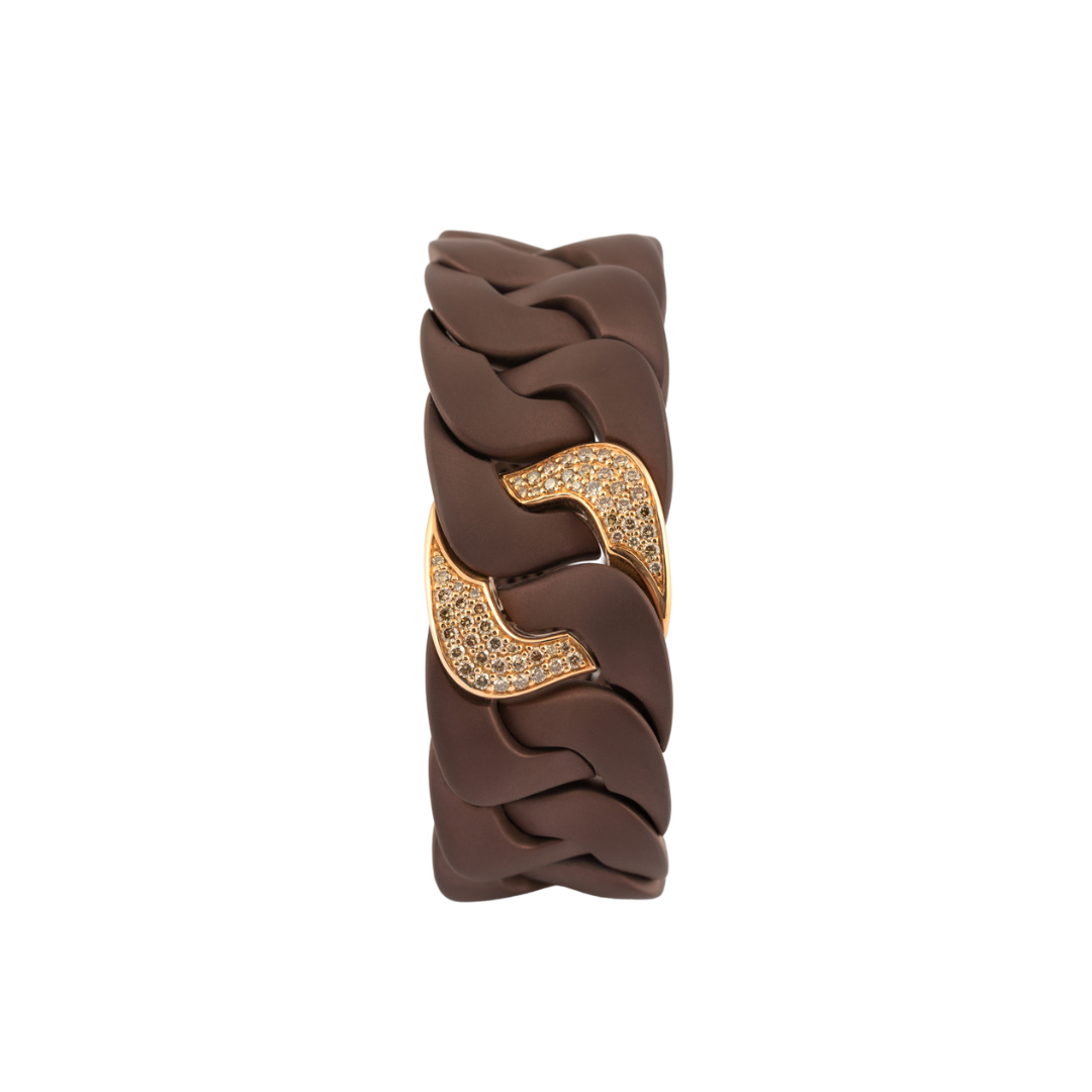 Titanium Bracelet With Pink Gold & Brown Diamonds