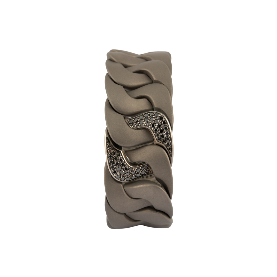 Natural Titanium Bracelet With Black Diamonds