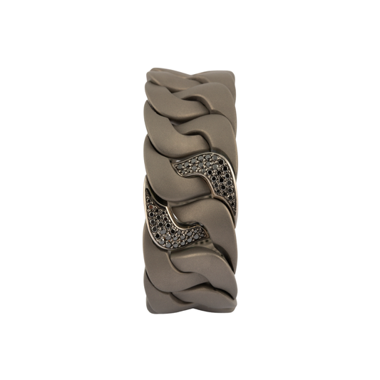Natural Titanium Bracelet With Black Diamonds