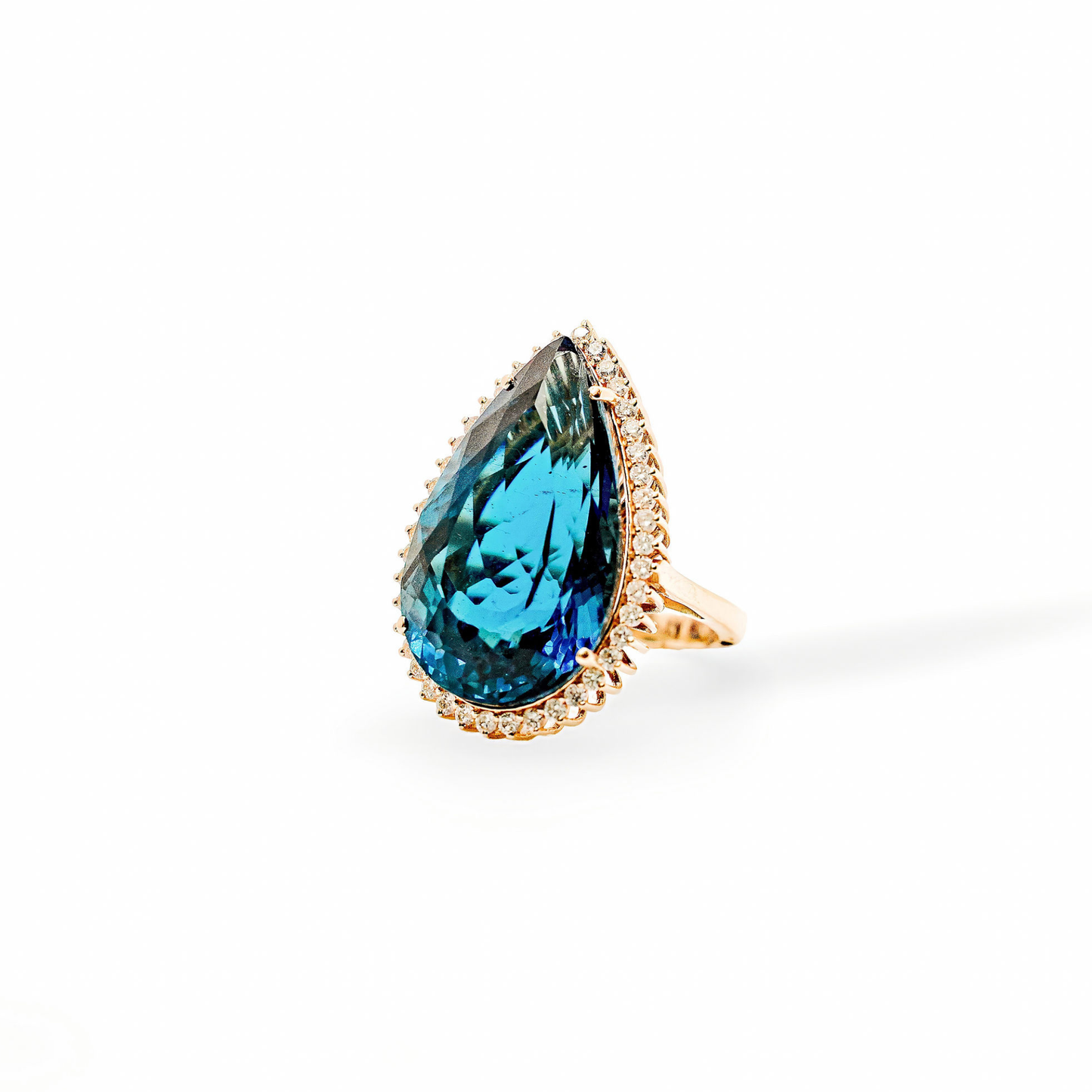 Azure Sky Blue Topaz & Diamond Ring