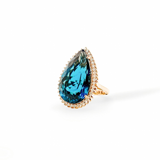 Azure Sky Blue Topaz & Diamond Ring