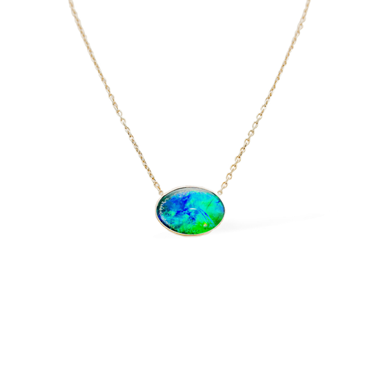 Large Opal Pendant Necklace
