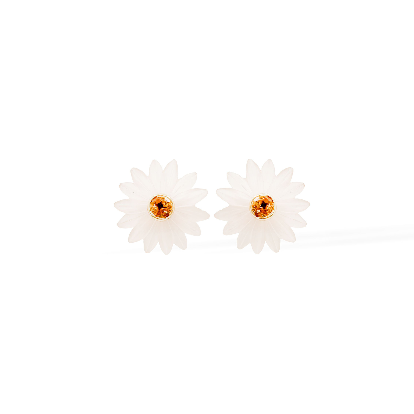 Rose Quartz Floral Stud Earrings