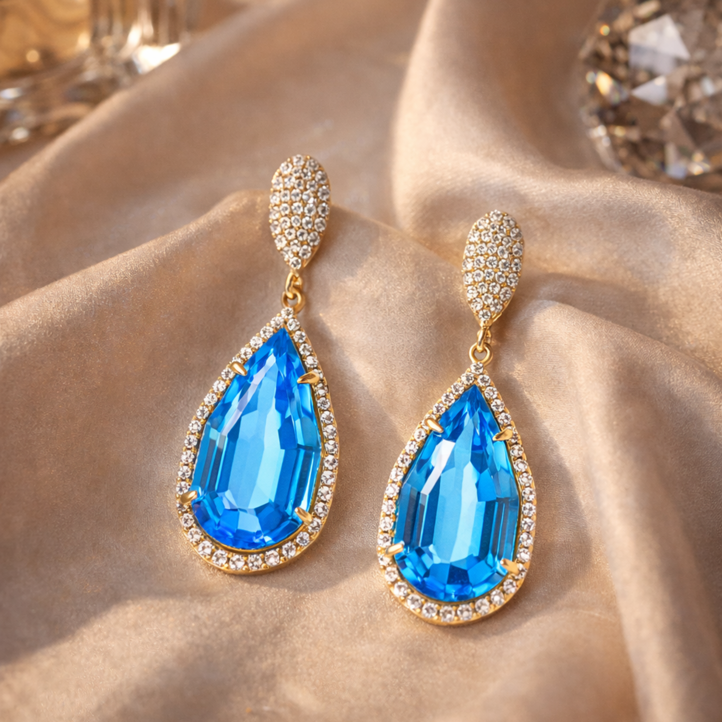 18K Gold Pear Prism Earrings