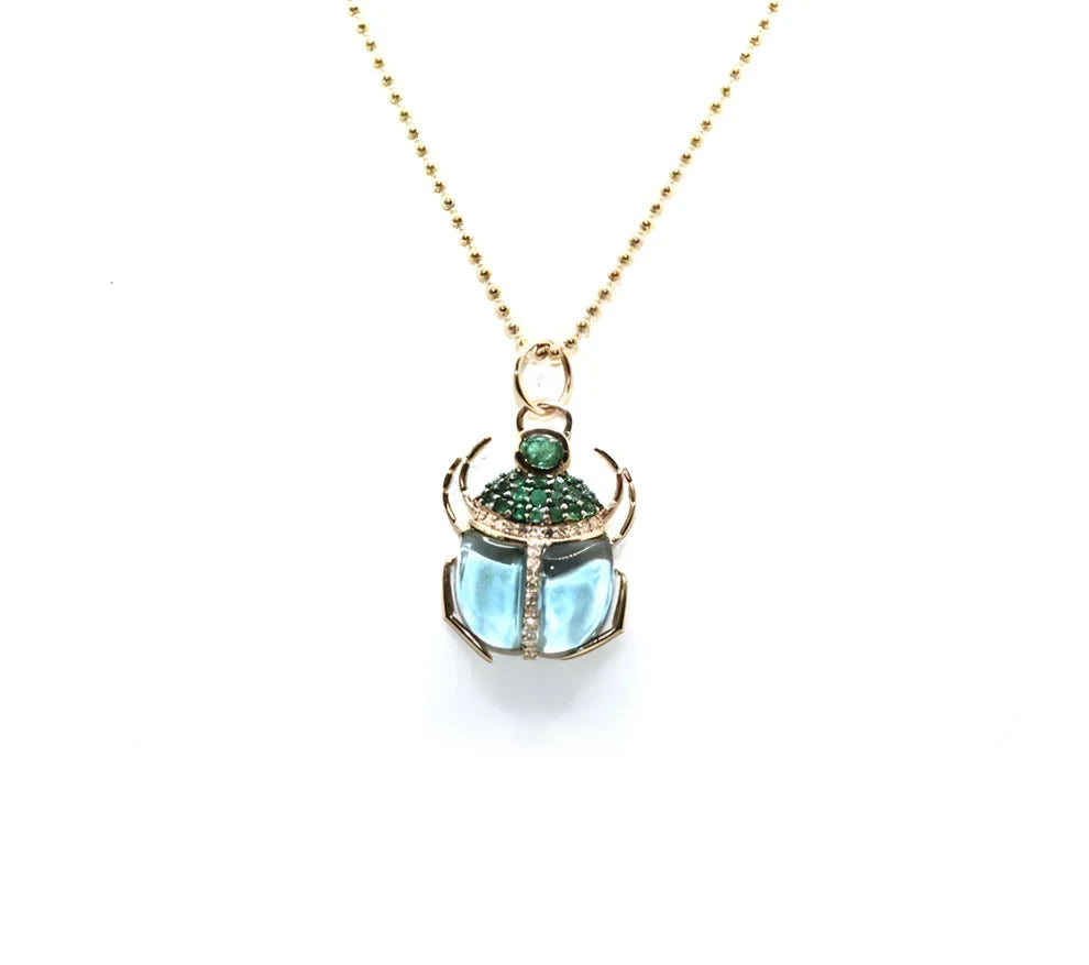 Charm Beetle Pendant Necklace in 18K Italian Gold