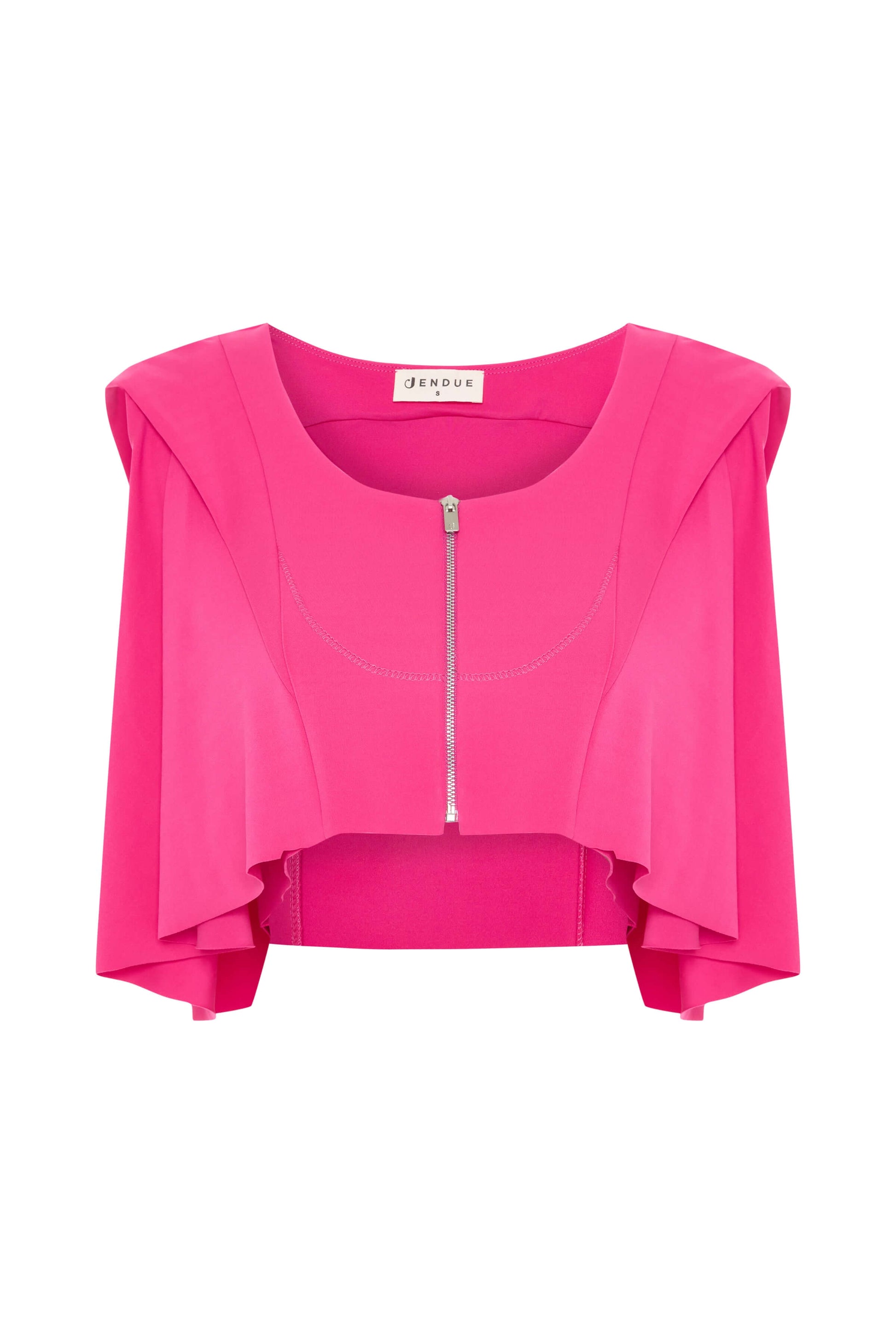 JENDUE Cècile Crop and Vest - Designer Zip-Up Bolero Top