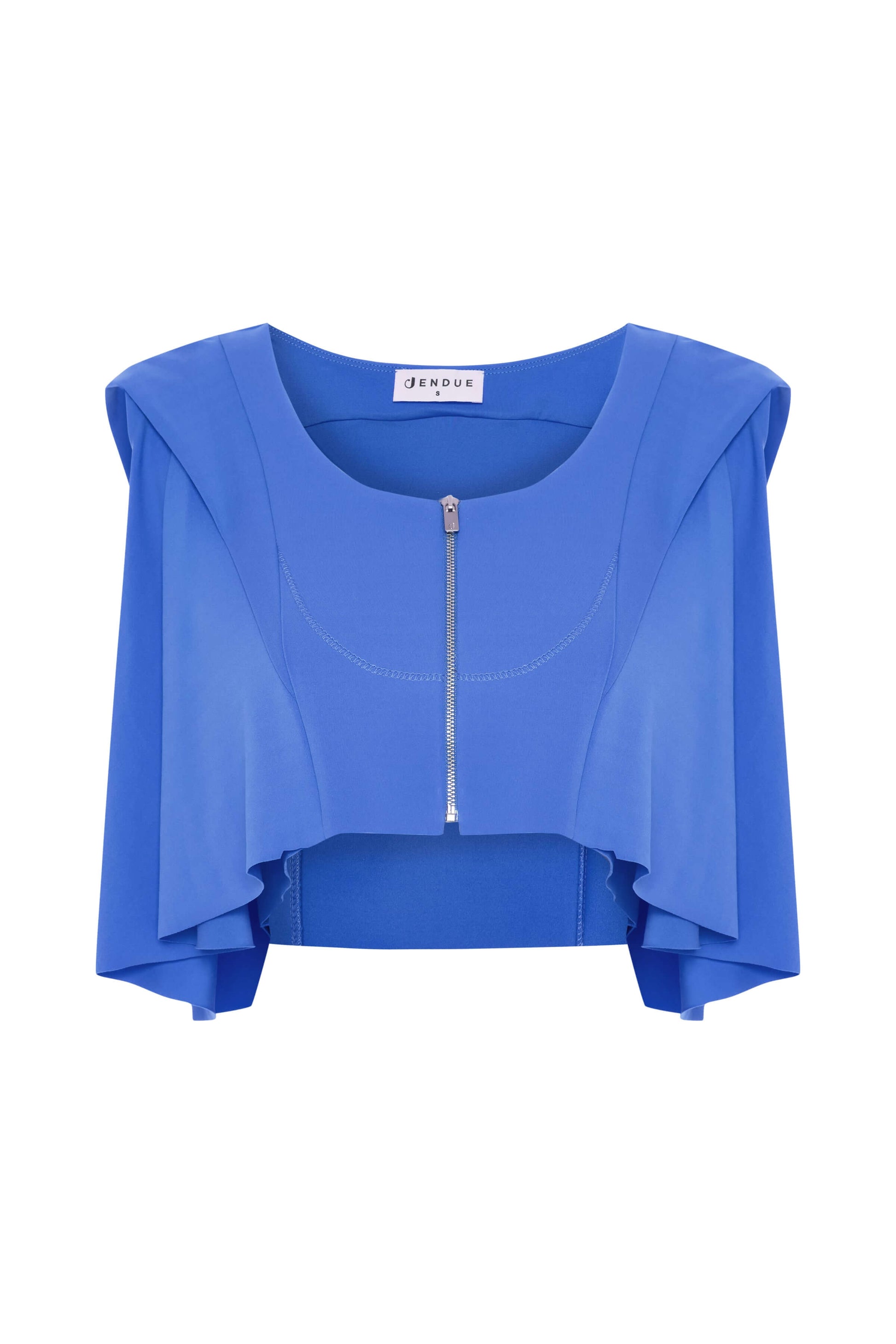 JENDUE Cècile Crop and Vest - Designer Zip-Up Bolero Top