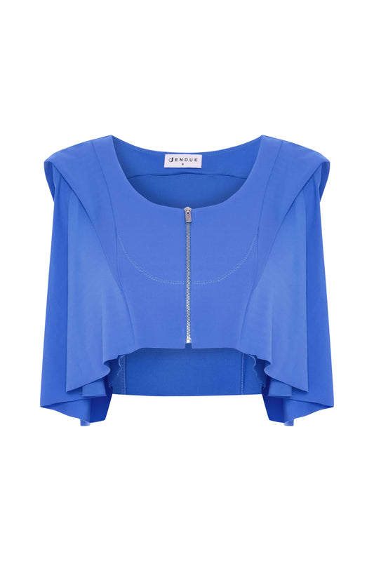 JENDUE Cècile Crop and Vest - Designer Zip-Up Bolero Top