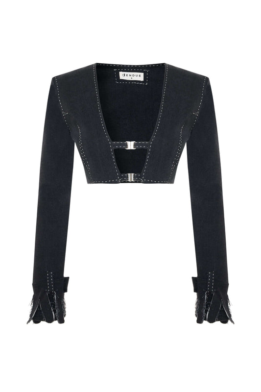 JENDUE Luciano Jacket - Cropped Black Denim Bolero