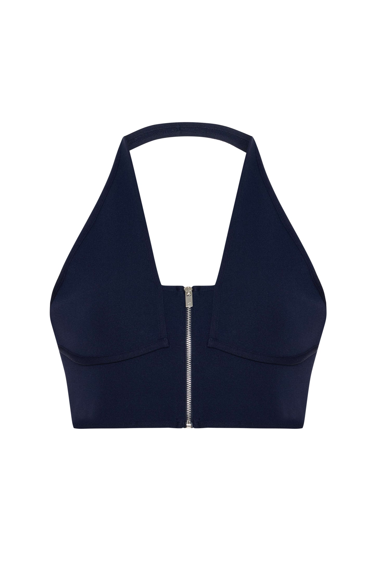 JENDUE Luma Eria Crop - Women Zip-Up Halter Knit Crop Top