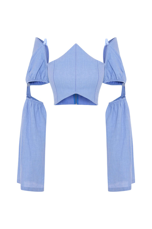 JENDUE Radiosa Sole Crop - Off-Shoulder Corset Puff Top